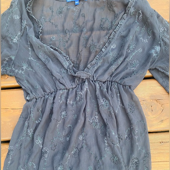 Black Floral Lace Sheer Coverup/Lingerie/Dress | SIZE: MATERNITY XS - Picture 3 of 7